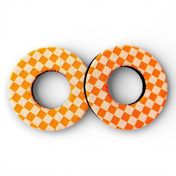 Grip Donuts - (Pair) - FLURO ORANGE - CHECKER - old school bmx - Bmx Products AU
