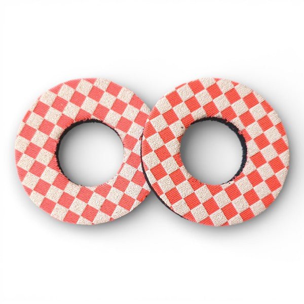 Grip Donuts - (Pair) - FLURO PINK - CHECKER - old school bmx - Bmx Products AU