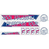 GT - 1986 PRO Freestyle Tour - THIN PRO - Pink and blue on Clear - decal set - Old school bmx - Bmx Products AU