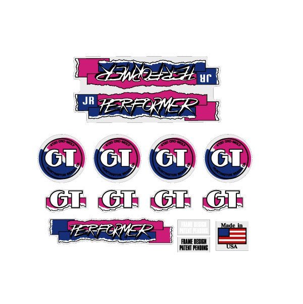 GT - 1987 JR Performer - on Clear decal set - Old school bmx - Bmx Products AU