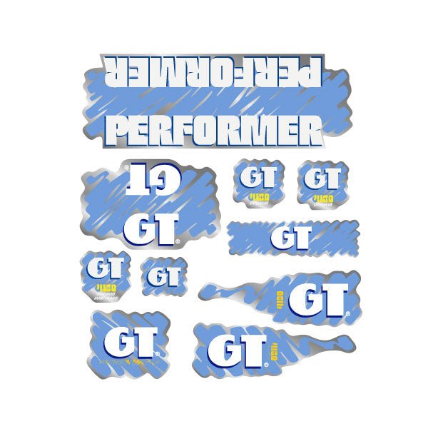 GT - 1988 Performer decal set for Pink frame - on Chrome - Old school bmx - Bmx Products AU