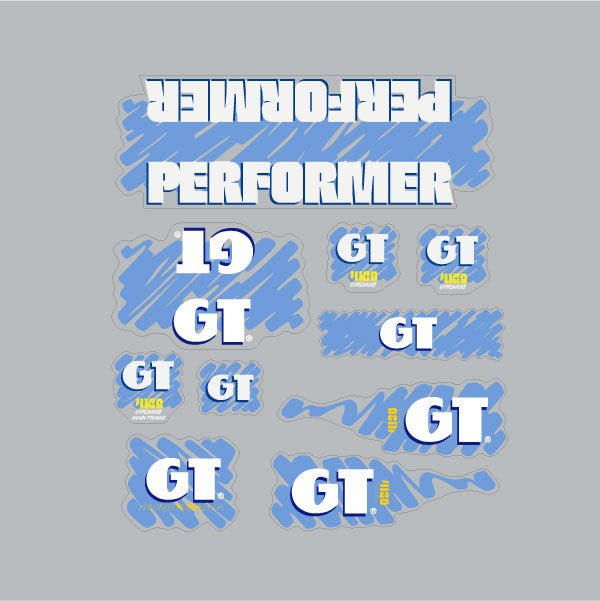 GT - 1988 Performer decal set for Pink frame - on Clear - Old school bmx - Bmx Products AU