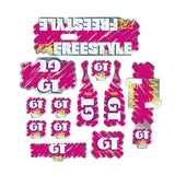 GT - 1988 PRO Freestyle Tour TEAM decal set for Black or Blue frame - on Chrome - Old school bmx - Bmx Products AU