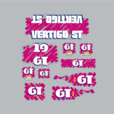 GT - 1988 Vertigo ST decal set for Black or Blue frame - on Clear - Old school bmx - Bmx Products AU