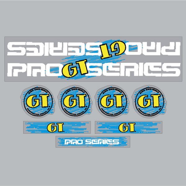 GT - 1989 Pro Series - White on Clear - decal set - Old school bmx - Bmx Products AU