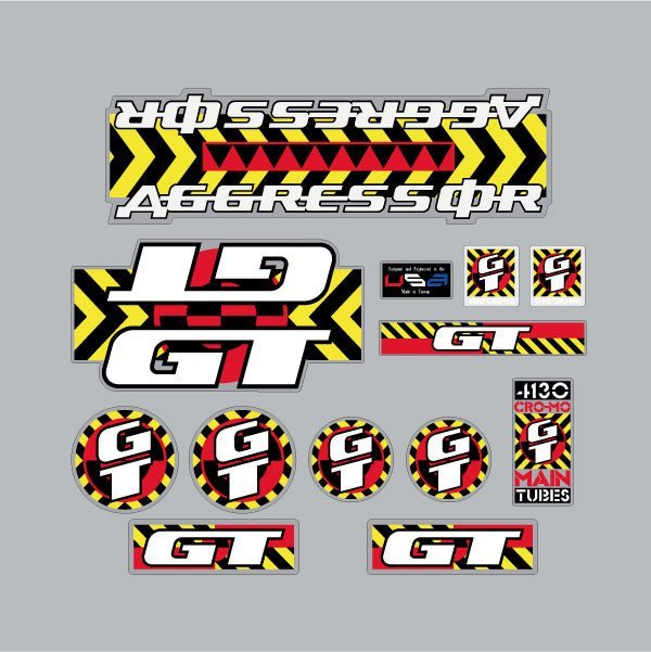 GT - 1990 Aggressor - on Clear decal set - Old school bmx - Bmx Products AU