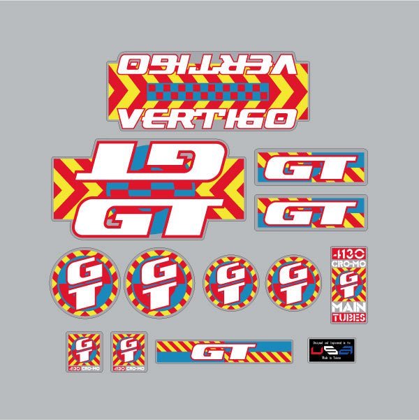 GT - 1990 Vertigo - for black frame on Clear decal set - Old school bmx - Bmx Products AU