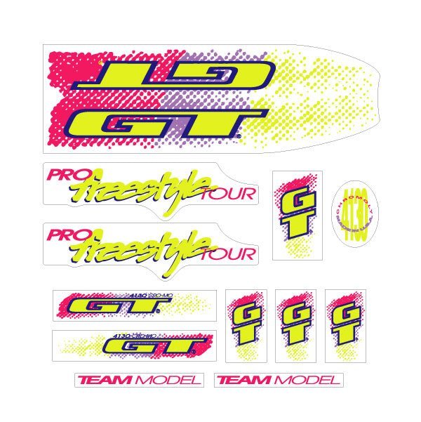 GT - 1991 Pro Freestyle TOUR - on Clear for black frame decal set - Old school bmx - Bmx Products AU