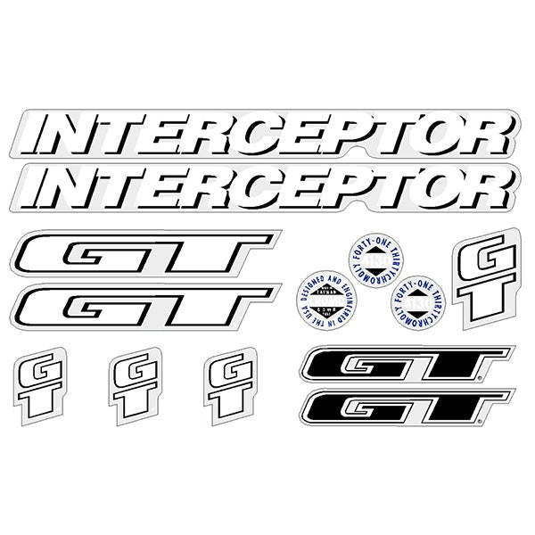 GT - 1992 Interceptor - for Red frame - decal set - Old school bmx - Bmx Products AU