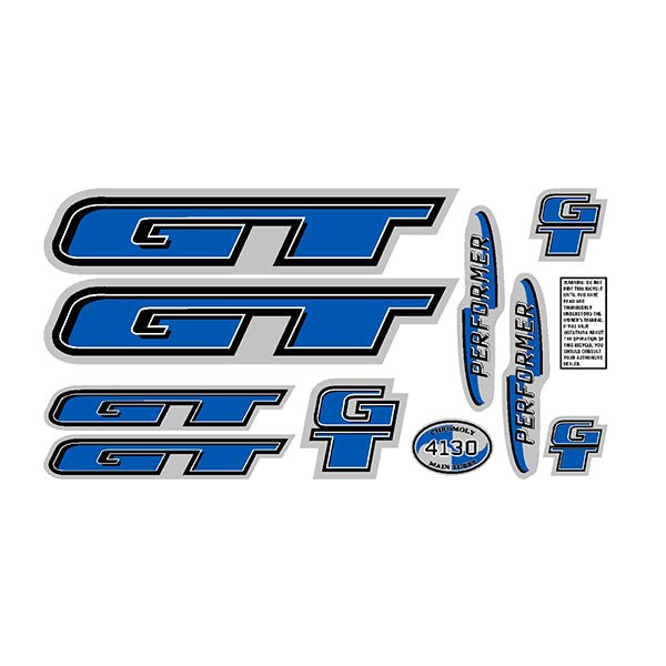 GT - 1998 Performer - Black Blue for chrome frame decal set - Old school bmx - Bmx Products AU