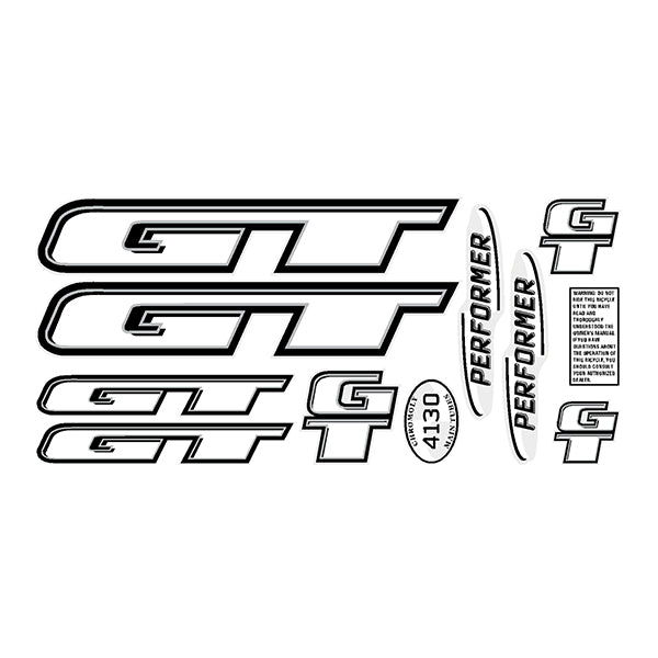 GT - 1998 Performer - Black, Silver & White for black or green frame decal set - Old school bmx - Bmx Products AU