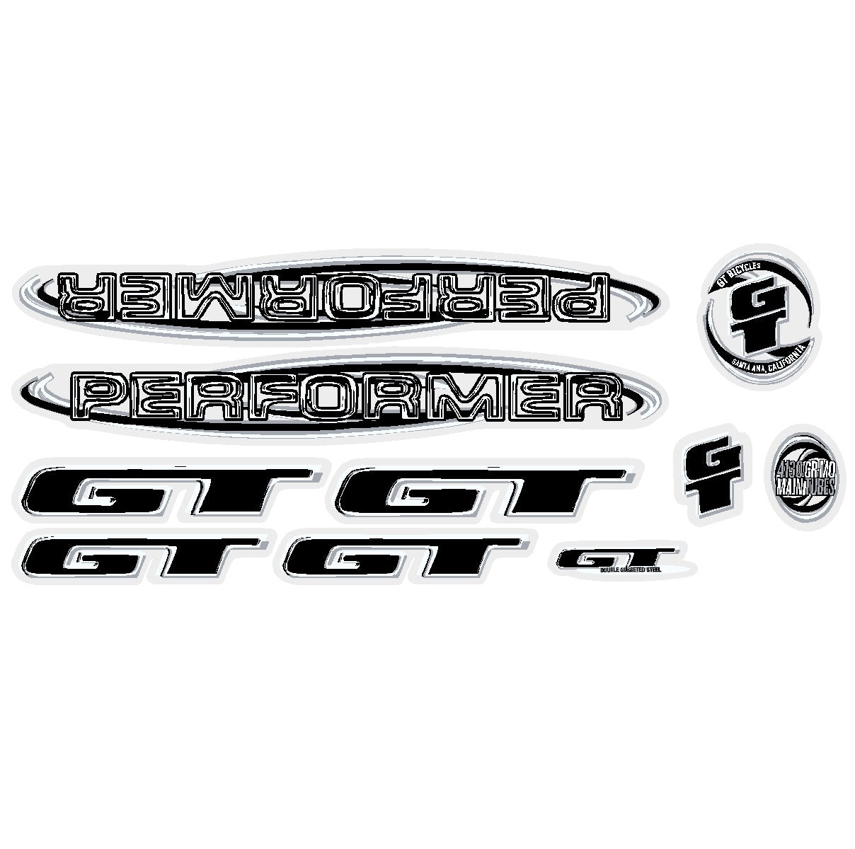 GT - 1999 Performer decal set - for Black frame - Old school bmx - Bmx Products AU