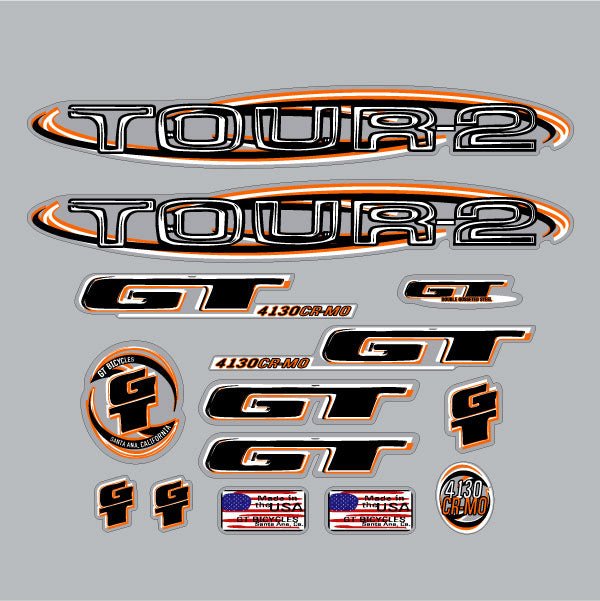 GT - 1999 TOUR 2 decal set - for Chrome frame - Old school bmx - Bmx Products AU
