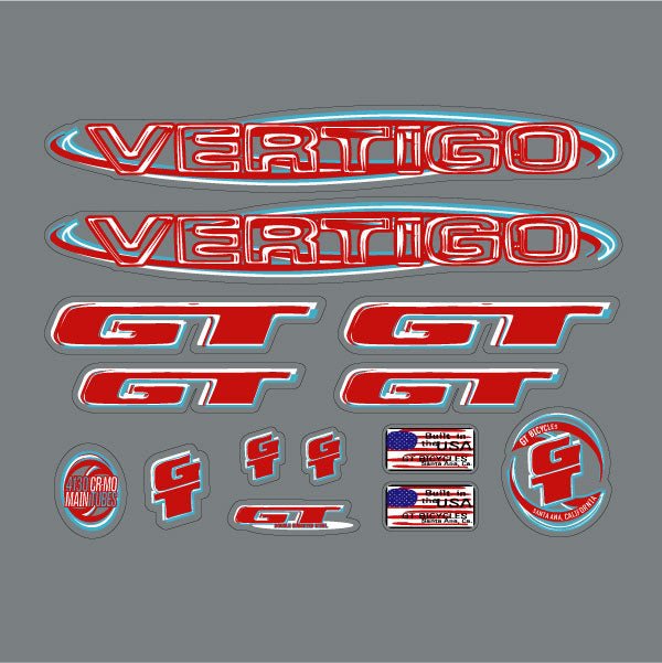 GT - 1999 Vertigo decal set - for black frame - Old school bmx - Bmx Products AU