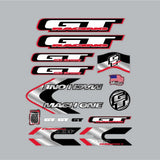 GT - 2000 - MACH ONE - decal set for Black/Red frame - Bmx Products AU
