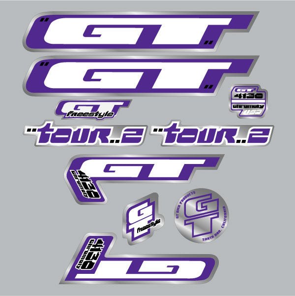 GT - 2000 - Tour 2 - decal set - Purple frame - Old school bmx - Bmx Products AU