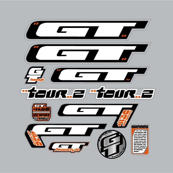 GT - 2000 - Tour 2 - decal set - Red frame - Old school bmx - Bmx Products AU
