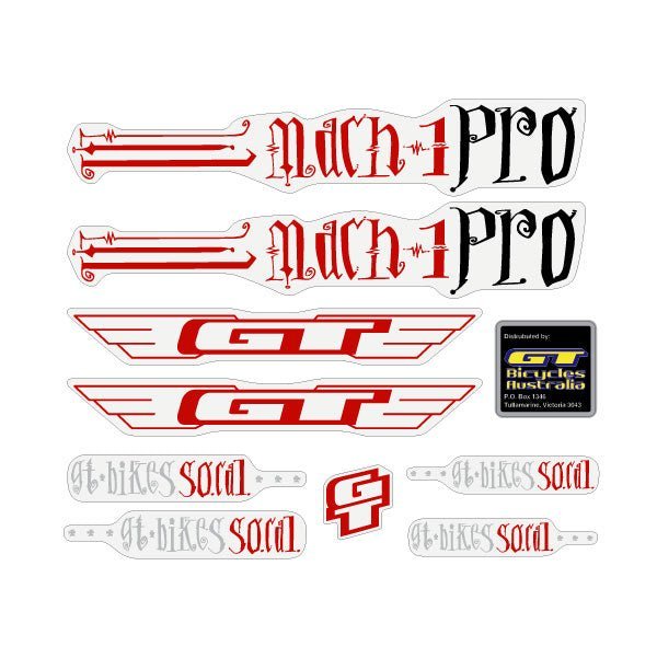 GT - 2006 Mach One PRO - for chrome frame Clear decal set - Old school bmx - Bmx Products AU