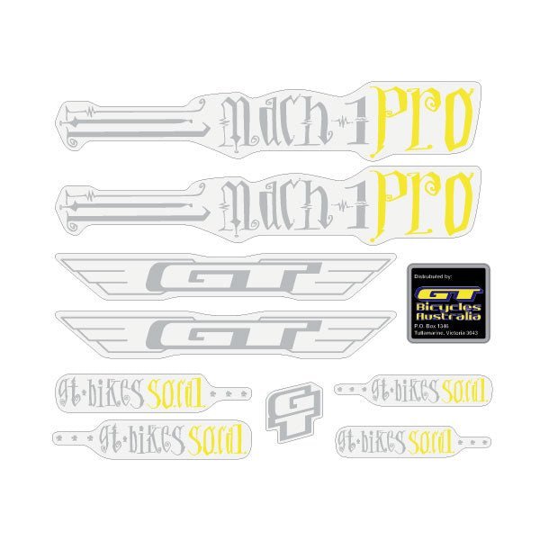 GT - 2006 Mach One PRO - for Purple frame Clear decal set - Old school bmx - Bmx Products AU