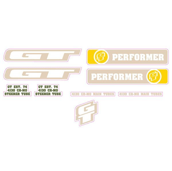 GT - 2008 Performer Beige Yellow Clear decal set - Old school bmx - Bmx Products AU