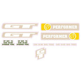 GT - 2008 Performer Beige Yellow Clear decal set - Old school bmx - Bmx Products AU