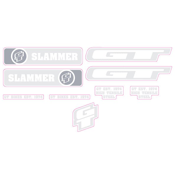 GT - 2008 Slammer Silver White Clear decal set - Old school bmx - Bmx Products AU