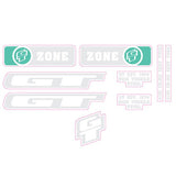 GT - 2008 Zone Teal White Clear decal set - Old school bmx - Bmx Products AU