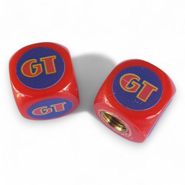 GT - 80's COIN logo Dice Tire Valve Caps (Pair) - Red - old school bmx - Bmx Products AU