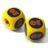 GT - 80's COIN logo Dice Tire Valve Caps (Pair) - Yellow - old school bmx - Bmx Products AU