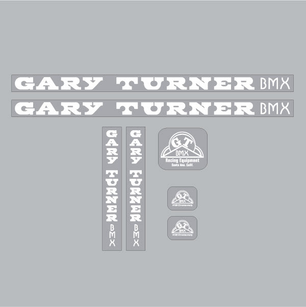 GT - Gary Turner - Gen 1 - White on Clear - decal set - Old school bmx - Bmx Products AU