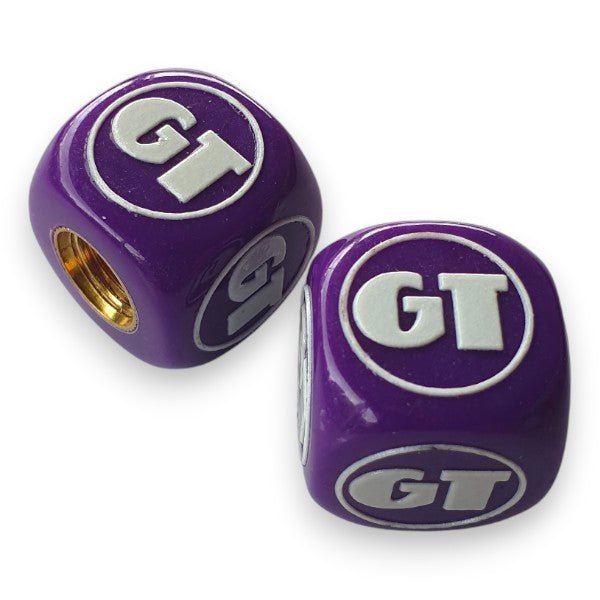 GT - One color Dice Tire Valve Caps (Pair) - Purple - old school bmx - Bmx Products AU