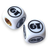GT - One color Dice Tire Valve Caps (Pair) - White - old school bmx - Bmx Products AU