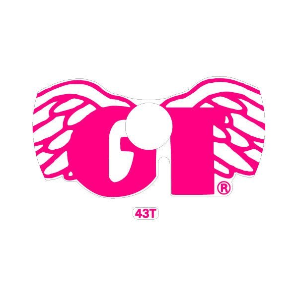 GT - Wings Sprocket decal - for 43T in FLURO PINK on clear - Old school bmx - Bmx Products AU