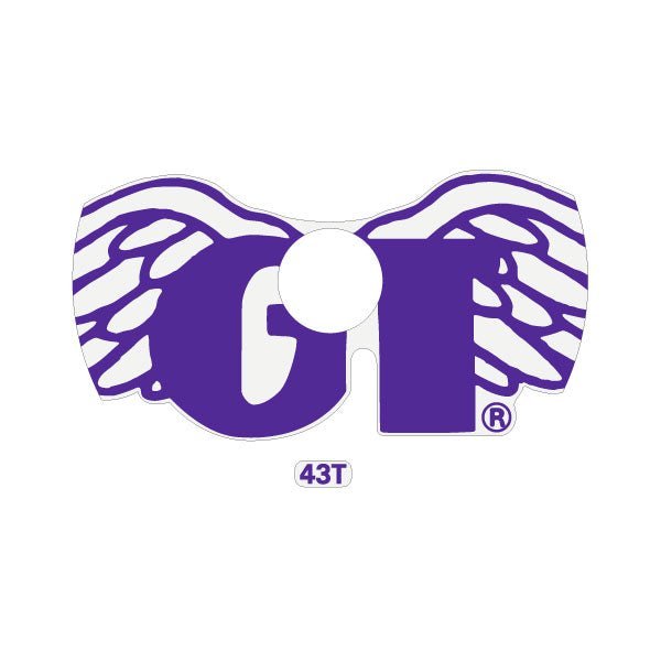 GT - Wings Sprocket decal - for 43T in PURPLE on clear - Old school bmx - Bmx Products AU