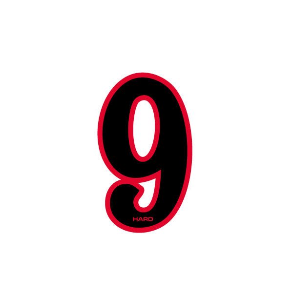 Haro - Early plate number 9 decal - Black Red - Old school bmx - Bmx Products AU