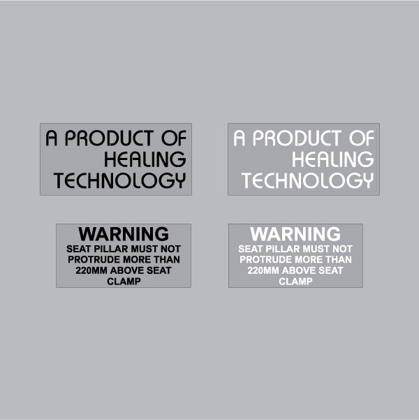 Healing - Warning decals on clear - Old school bmx - Bmx Products AU