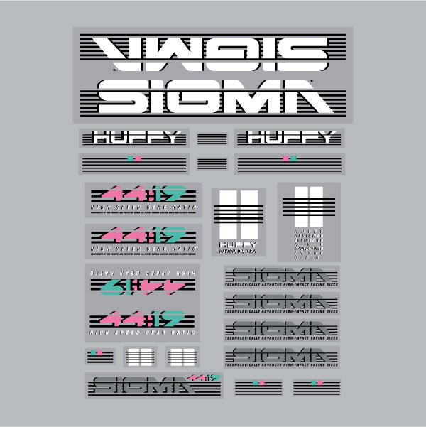 Huffy - Sigma 4419 decal set including wheel decals - Old School BMX - Bmx Products AU