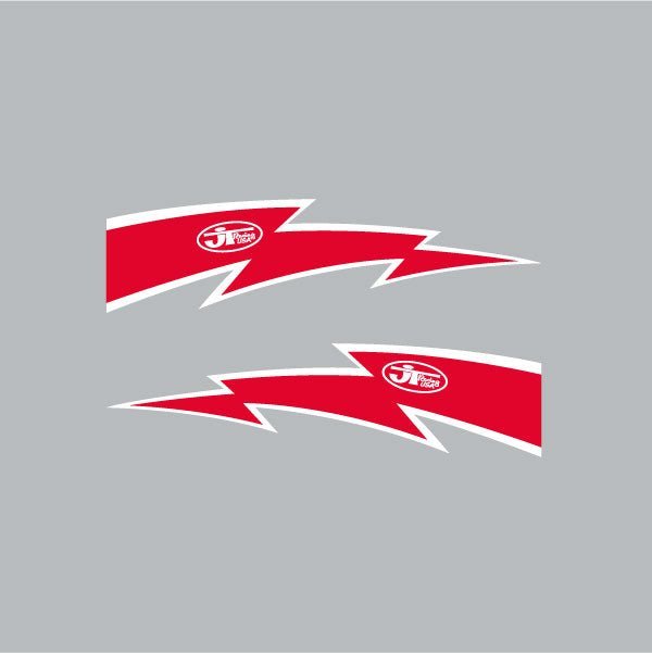 JT Racing - LIGHTNING BOLT - Red & White decal set - Old School BMX - Bmx Products AU