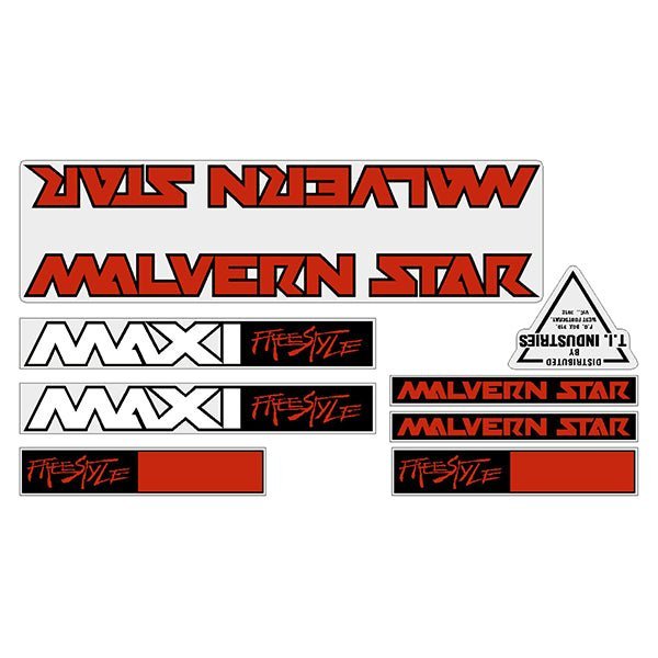 Malvern Star - Maxi FREESTYLE Gen 4 red decal set - old school bmx - Bmx Products AU