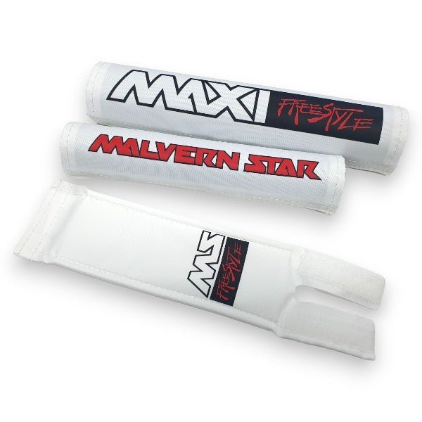 Malvern Star - Maxi Freestyle - WHITE with 3 color print pad set - old school bmx - Bmx Products AU