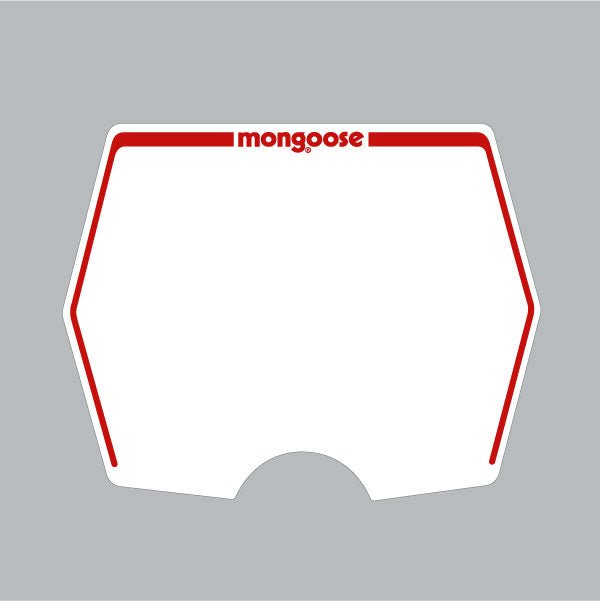 Mongoose 1982 - 1983 plate decal only - White with Red print - old school bmx - Bmx Products AU