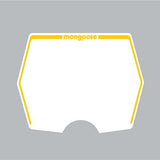 Mongoose 1982 - 1983 plate decal only - White with Yellow print - old school bmx - Bmx Products AU