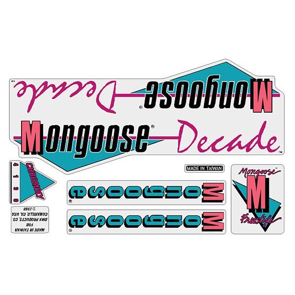 Mongoose - 1988 Decade Decal set - Chrome or Grey frame - old school bmx - Bmx Products AU