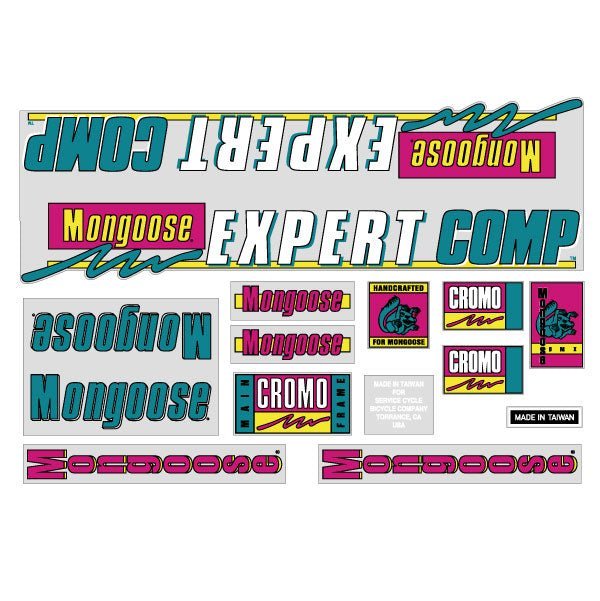 Mongoose - 1989 Expert COMP for chrome frame Decal set - old school bmx - Bmx Products AU