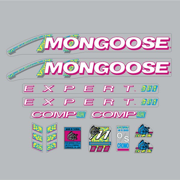 Mongoose - 1991 Expert FOR BLACK FRAME Decal set - old school bmx - Bmx Products AU