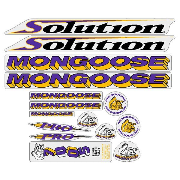 Mongoose - 1994 Solution Pro - Decal set - old school bmx - Bmx Products AU