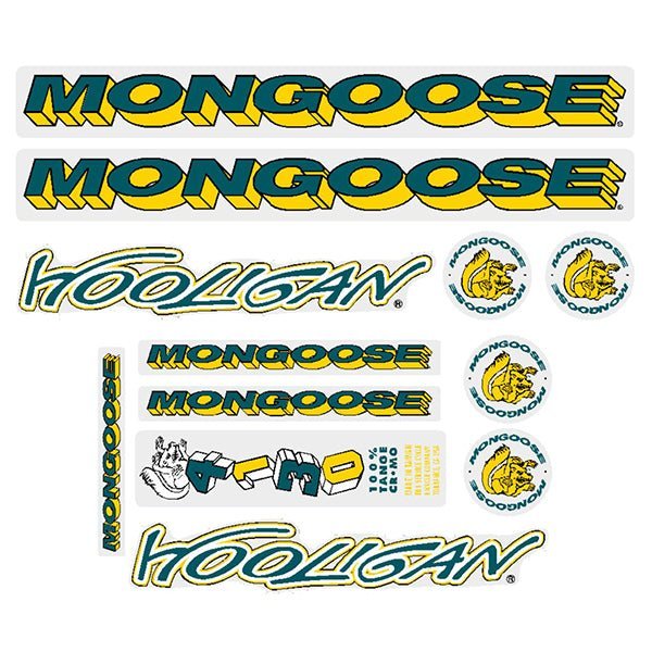 Mongoose - 1995 Hooligan for chrome frame Decal set - old school bmx - Bmx Products AU