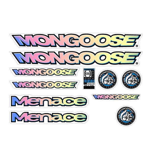 Mongoose - 1997 Menace - Holographic Decal set for grey frame - old school bmx - Bmx Products AU