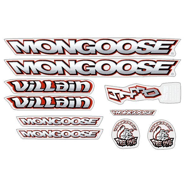 Mongoose - 1997 Villain for Blue (Black sky) frame - Decal set - old school bmx - Bmx Products AU