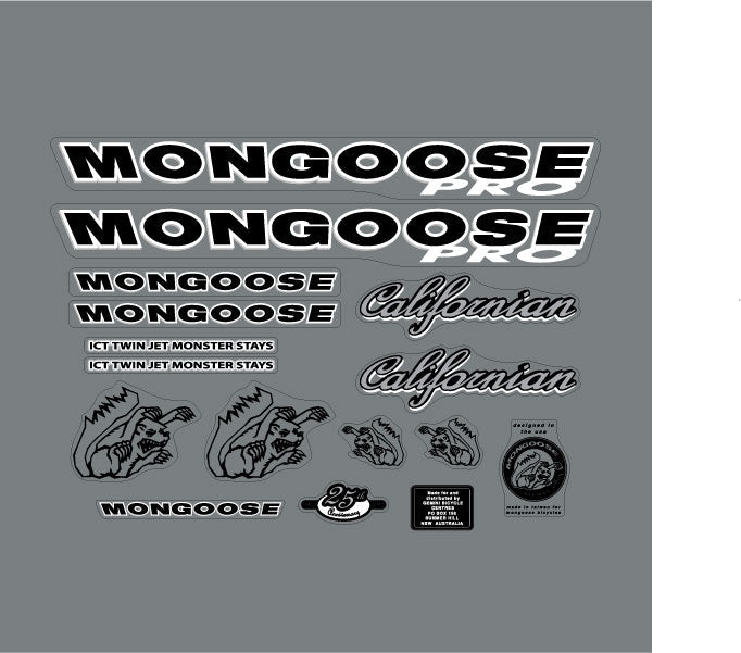 Mongoose - 1999 Californian - Decal set - old school bmx - Bmx Products AU